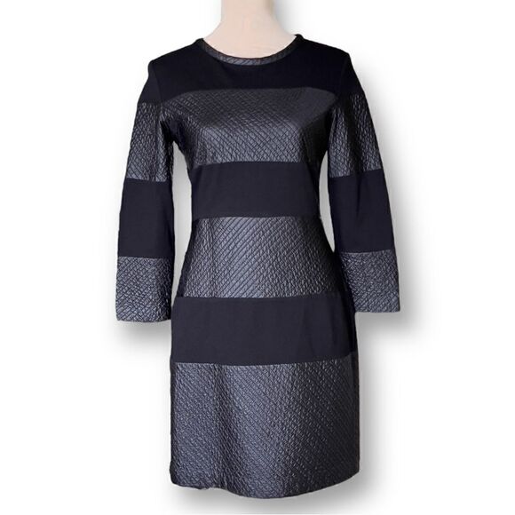 Theory Black Goshen Pryor Striped Body-con Knee Length Dress, Size Medium - Picture 2 of 11